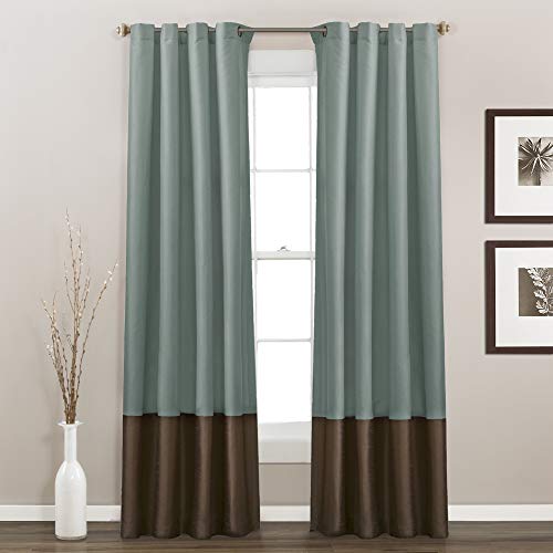 Lush Decor White/Gray Prima Window Curtains Panel Set for Living, Dining Room, Bedroom (Pair), 54 x 84-inch, 84" L, Blue & Chocolate