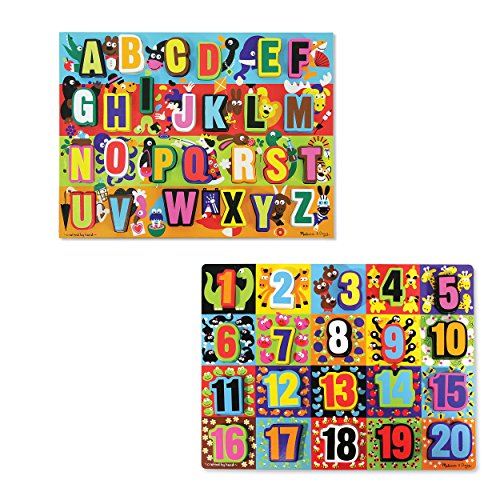 Melissa & Doug Wooden Chunky Puzzles Set - Alphabet and Numbers