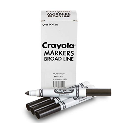 Book Cover Crayola Broad Line Markers - Black (12ct), Markers for Kids, Bulk School Supplies for Teachers, Nontoxic, Marker Refill with Reusable Box