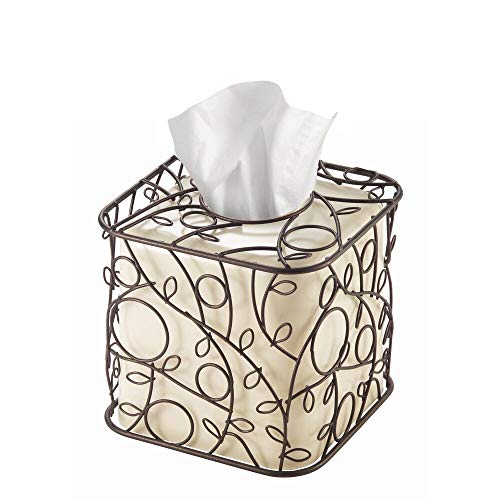 Book Cover iDesign Twigz Plastic and Metal Facial Tissue Box Cover, Boutique Container for Bathroom Vanity Countertops, 6