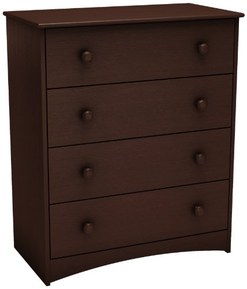 South Shore Angel 4-Drawer Dresser, Espresso with Wooden Knobs