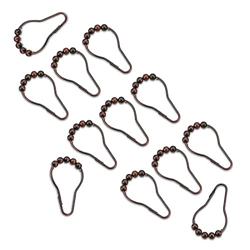Oil Rubbed Bronze Roller Shower Curtain Rings - Set of 12