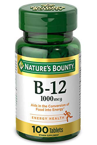 Nature's Bounty Vitamin B12 1000mcg, Supports Energy Metabolism and Nervous System Health, Vitamin Supplement, 100 Tablets
