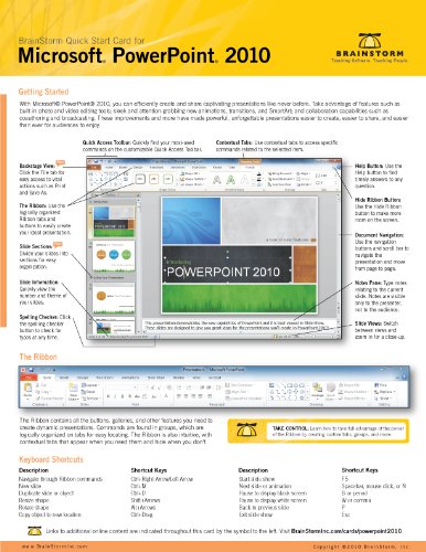Microsoft Powerpoint 2010 Quick Start Reference Card, 6-page Tri-fold Tips & Tricks Shortcut Training & Help Guide (Microsoft Office 2010 Quick Reference Cards)