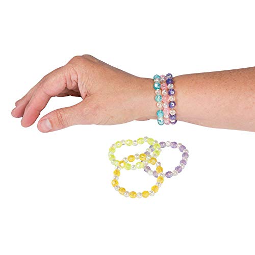 Assorted Plastic Iridescent Bead Bracelets 24 Pcs