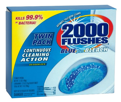 Book Cover 2000 Flushes Blue Plus Bleach Automatic Toilet Bowl Cleaner, 3.5 OZ TWIN-PACK (PACK OF 1), Net Weight: 7 Ounce