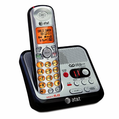 AT&T EL52100 DECT 6.0 Cordless Phone with Digital Answering System and Caller ID, Handset Speakerphone, Wall-Mountable, Silver/Black
