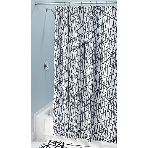 Book Cover iDesign Abstract Long Fabric Shower Curtain Water-Repellent and Mold- and Mildew-Resistant for Master, Guest, Kids', College Dorm Bathroom, 72