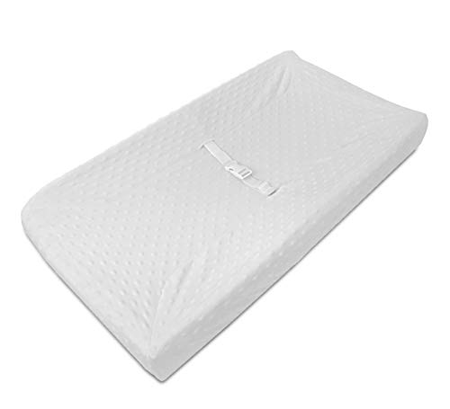 Book Cover American Baby Company Heavenly Soft Minky Dot Fitted Contoured Changing Pad Cover, White Puff, for Boys and Girls