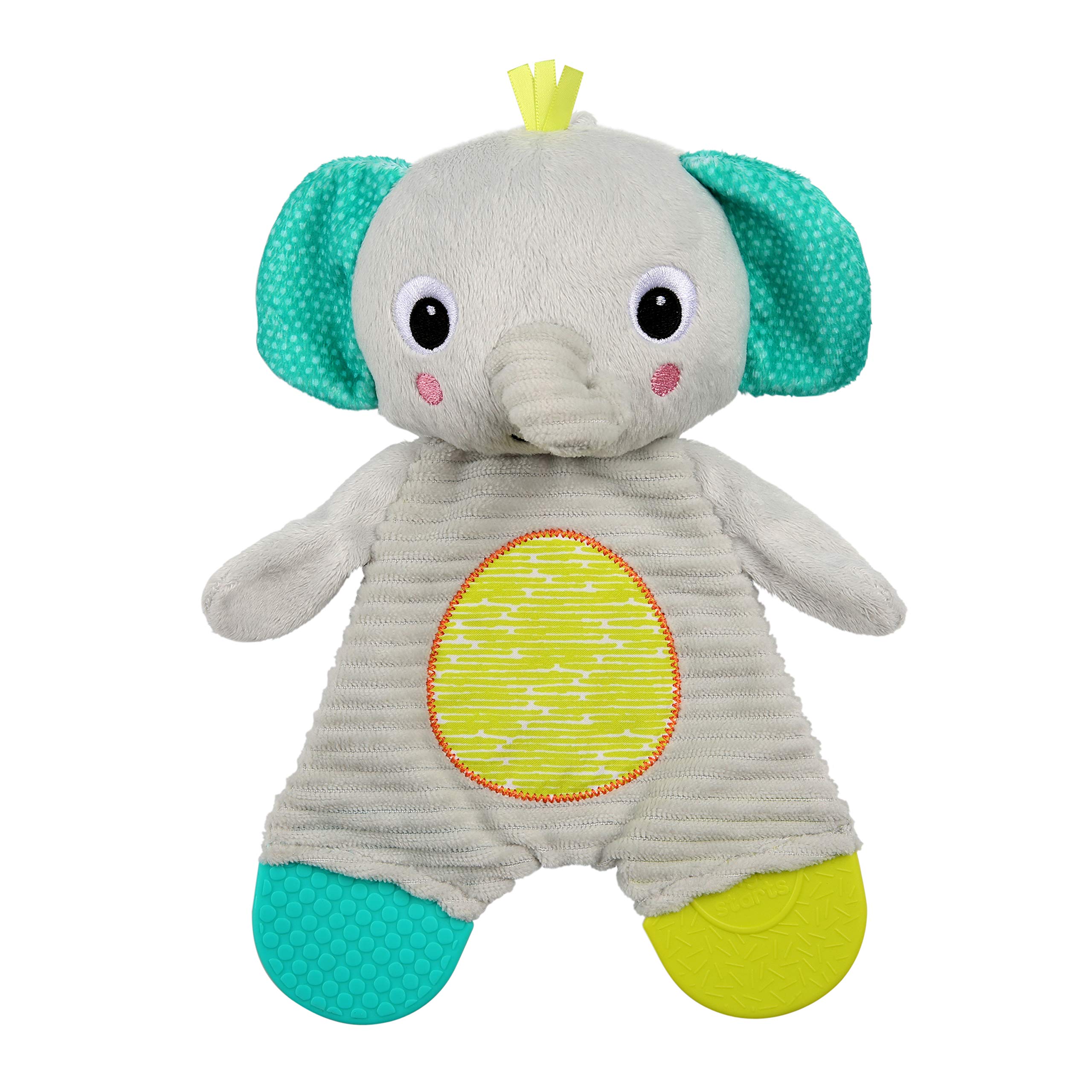 Book Cover Bright Starts Snuggle & Teethe Plush Teether Toy - Elephant or Giraffe Assorted (1pc, Style May Vary), Ages Newborn+