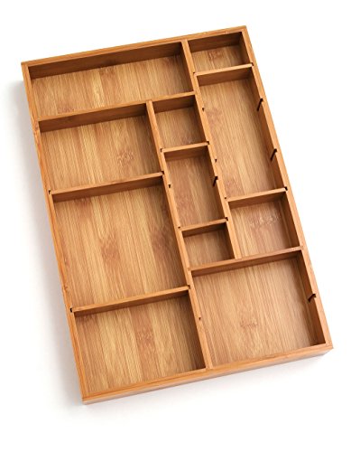 Book Cover Lipper International 8397 Bamboo Wood Adjustable Drawer Organizer with 6 Removable Dividers, 12
