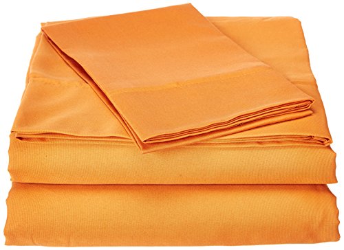 Book Cover JS Sanders Collection 1200 Thread Count Twin Size Extra Long, Egyptian 3pc Bed Sheet Set, Deep Pocket, Burnt Orange
