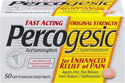 Percogesic Original Strength Fever Reducer/Antihistamine Pain Reliever Tablets, 50 tablets (Pack of 3)
