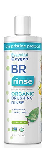 Book Cover Essential Oxygen Certified BR Organic Brushing Rinse, All Natural Mouthwash for Whiter Teeth, Fresher Breath, and Happier Gums, Alcohol-Free Oral Care, Peppermint, 16 Ounce