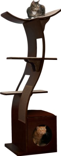 The Refined Feline Lotus Cat Tower Furniture, Multi-Level Cat Tree with Scratching Pad, Perches, House to Climb, Play, Relax for Kitty