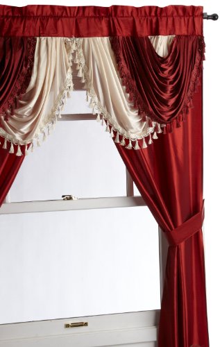 Book Cover Regal Home Collections Amore 54 84-Inch Luxurious 5PC Attached Valance, Brick Window Curtain Set