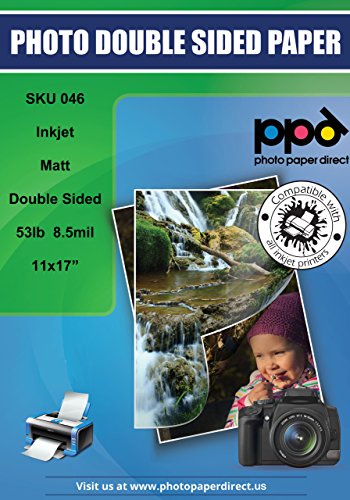PPD Inkjet Matte Double Sided Heavyweight Paper 11 x 17" 53lbs. 210gsm 9mil x 50 sheets (PPD046-50)
