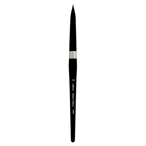 Book Cover Silver Brush Limited 3000S16 Black Velvet Round Brush for Watercolor, Size 16, Short Handle