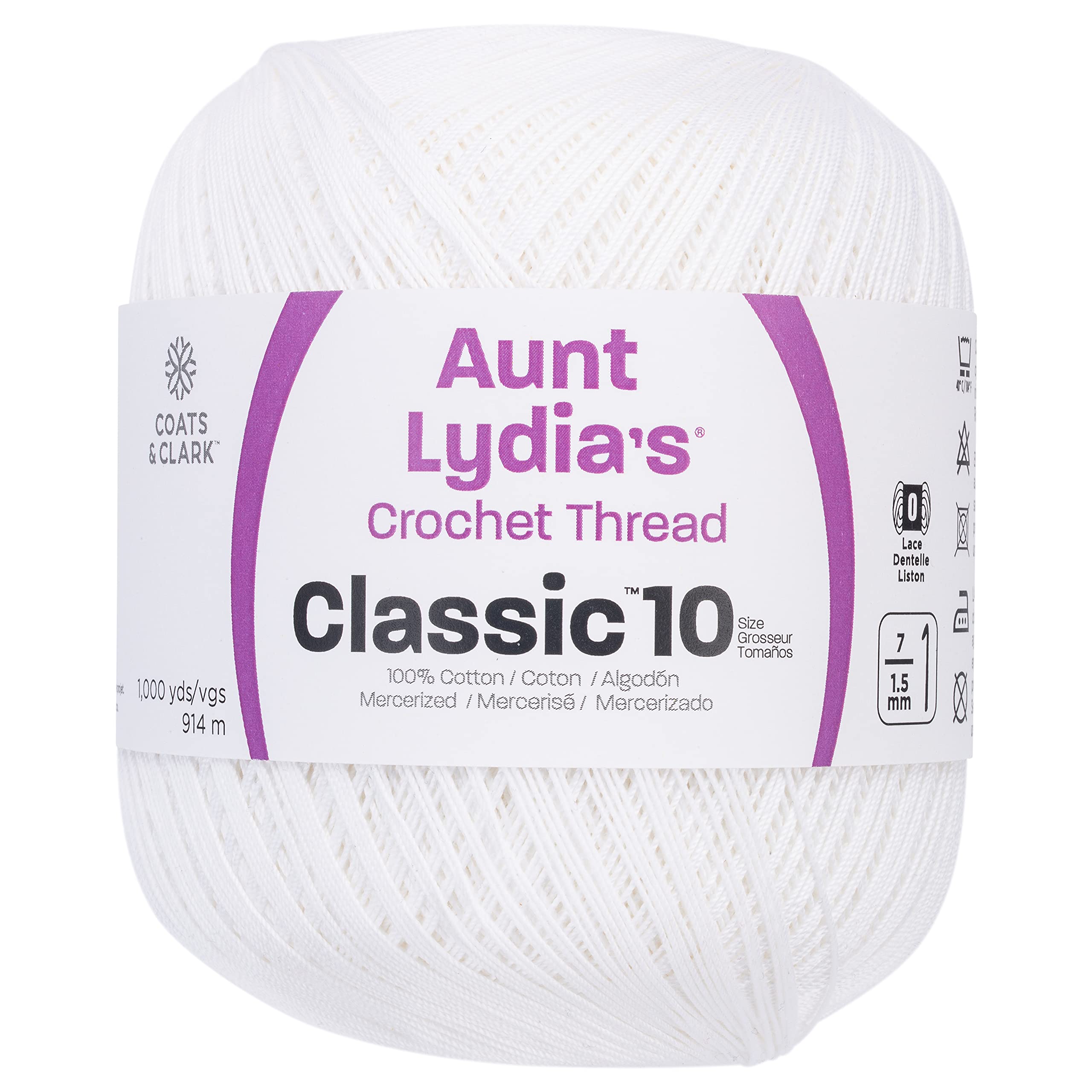 Book Cover Aunt Lydia Value Crochet Cotton, White - 151.0201