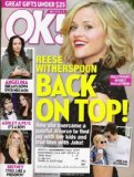 OK Weekly Magazine Reese Witherspoon Back on Top!, Angelina Jolie, Ashley Simpson & Pete Wentz, Britney Spears, Jake Gyllenhaal, Audrina Patridge, Miley Cyrus, Justin Gaston, Robert Pattinson, Heidi Klum (December 8, 2008)