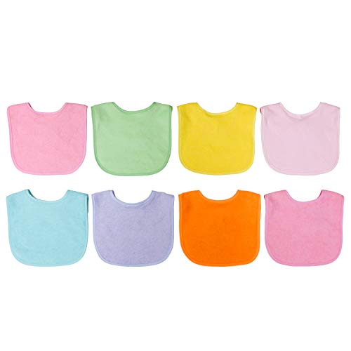Neat Solutions 8 Pack Multi-Color Solid Knit Terry Feeder Bib, Girl