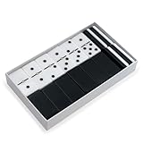 StealStreet 2535 Double 6 Two Tone Jumbo Domino Tiles with Spinner, Black and White