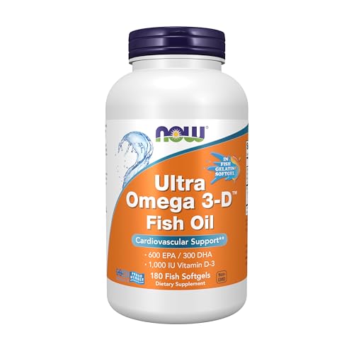 NOW Foods Ultra Omega 3-D with Vitamin D-3 Soft gels, Pack of 180