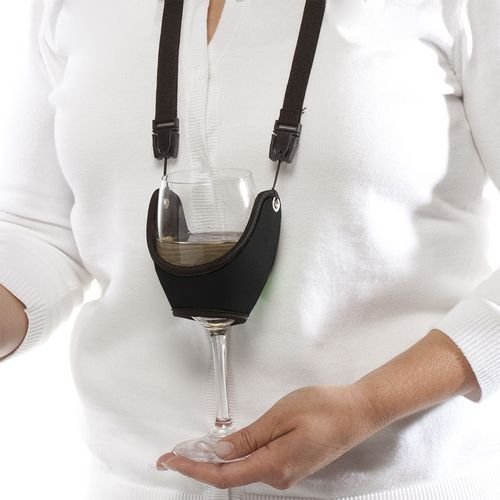 Book Cover Oenophilia Wine Glass Holder Necklace - Stemstrap (Black)