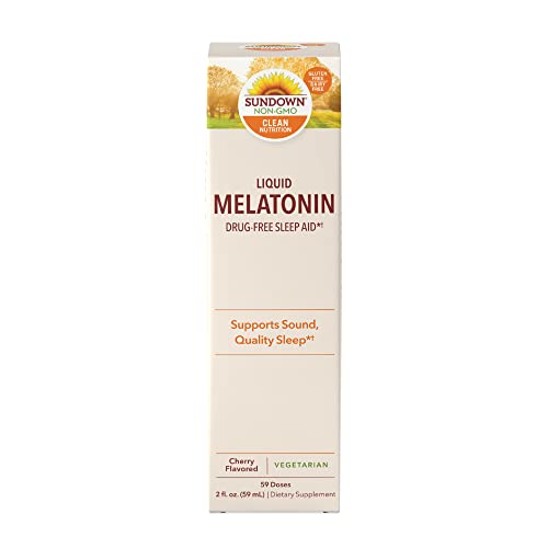 Book Cover Sundown Liquid Melatonin Drug-Free Sleep Aid, Cherry Flavor, 2 Fl Oz (59 mL)