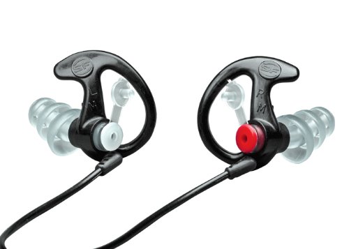 SureFire EP4 Sonic Defenders Plus filtered Earplugs, triple flanged design, reusable, Black, Small