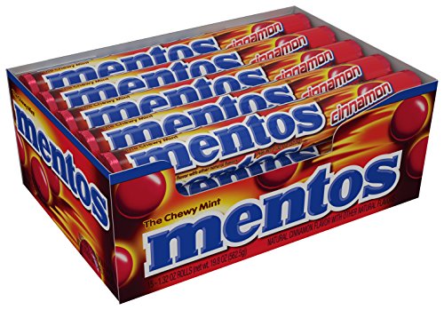Mentos Chewy Mint Candy Roll, Cinnamon, Non Melting, Party, 14 Pieces ( Bulk Pack of 15)