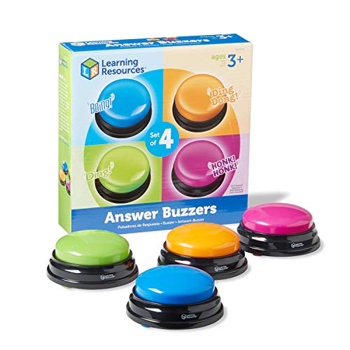 Book Cover Learning Resources Answer Buzzers, Set of 4 Assorted Colored Buzzers, Ages 3+