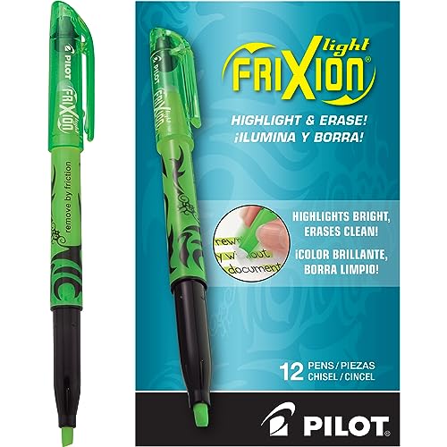 Pilot, FriXion Light Erasable Highlighters, Chisel Tip, Pack of 12, Green