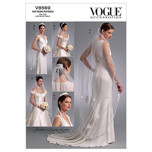 Vogue Bridal Pattern 8569 Headpieces, Tiara and Bridal Veils with Variations