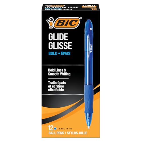 BIC VLGB11-Blu Velocity Bold Retractable Ball Pen, Bold Point (1.6mm), Blue, 12-Count
