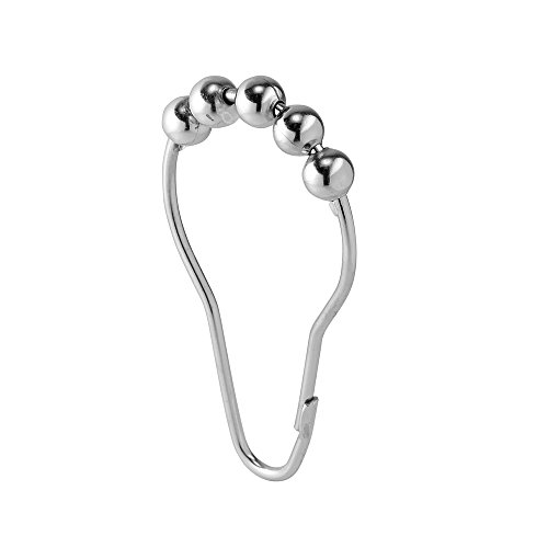 iDesign Metal Roller Shower Curtain Rings/Hooks for Standard Rods in Master, Guest, Kid's Bathroom, 1.5" x 0.25" x 3", Set of 12 - Chrome