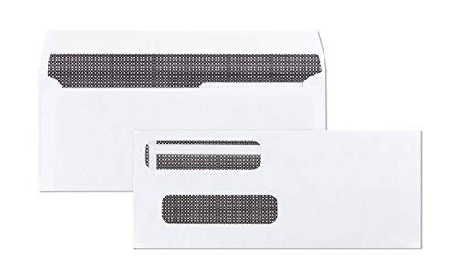 100 Self Seal Double Window Security Tinted Envelopes - for Computer Checks-Compatible for QuickBooks 3-5/8 X 8-11/6