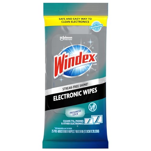 Windex Electronics Wipes, Pre-Moistened, Provides Streak-Free Shine, 25 Count