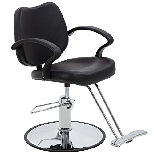 BestMassage | Barber Chair | Hydraulic Styling Chair | PU Leather | Adjustable Height | Footrest | Anti-Slip Chrome Base | Heavy-Duty Steel Frame | Black | for Hair Stylists & Home Use