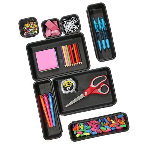 madesmart Value 8-Piece Interlocking Bin Pack - Granite | Value Collection | Customizable Multi-Purpose Storage | Durable | Easy to Clean | BPA-Free (59601)