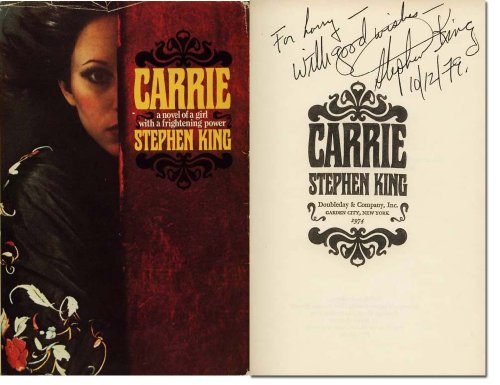 Stephen King Autographed 1st Edition Printing Carrie