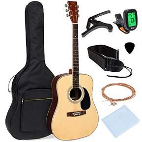 Best Choice Products 41in Full Size All-Wood Acoustic Guitar Starter Kit w/Foam Padded Gig Bag, E-Tuner, Picks, Guitar Strap, Extra Strings, Polishing Cloth - Natural