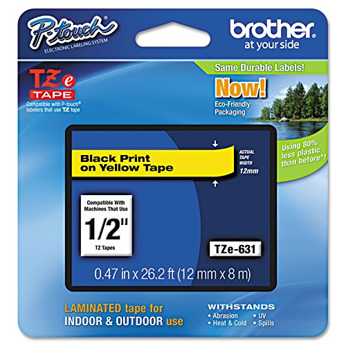 Brother TZe-631Â Black on Yellow Tze Label-Making TapeÂ â€“Â Tape for Label Printer (Black on Yellow, TZe, Brother, 1.2Â cm, 8Â M, 1.2Â cm)