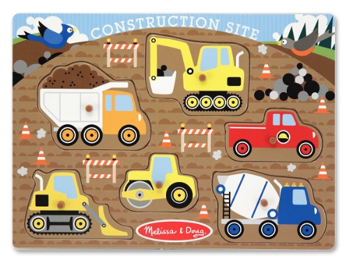 Book Cover Melissa & Doug Construction Site Vehicles Wooden Peg Puzzle (6 pcs)