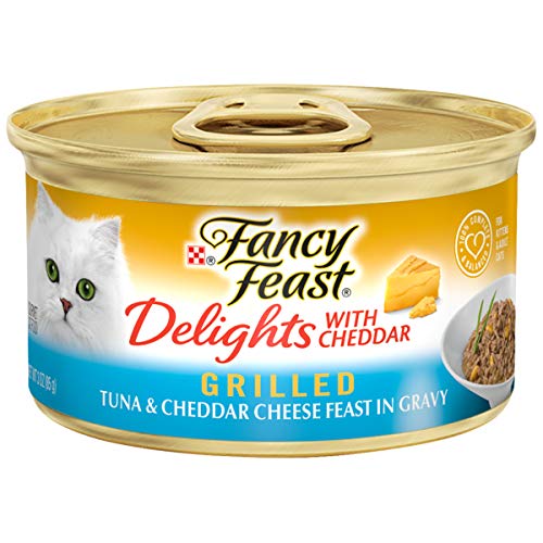 Purina Fancy Feast Grilled Gravy Wet Cat Food, Delights Grilled Tuna & Cheddar Cheese Feast - (24) 3 oz. Cans