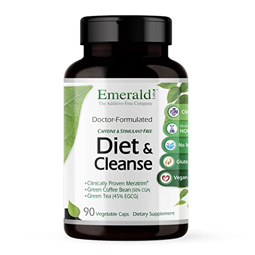 Emerald Labs Diet & Cleanse - Dietary Supplement with Green Tea and Green Coffee Bean Extract, Konjac Root, Milk Thistle, Meratrim for Weight Management and Cleansing - 90 Vegetable Capsules
