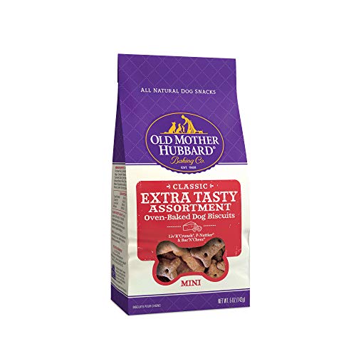Old Mother Hubbard Classic Extra Tasty Assortment Biscuits Baked Dog Treats, Mini, 5 Ounce Bag