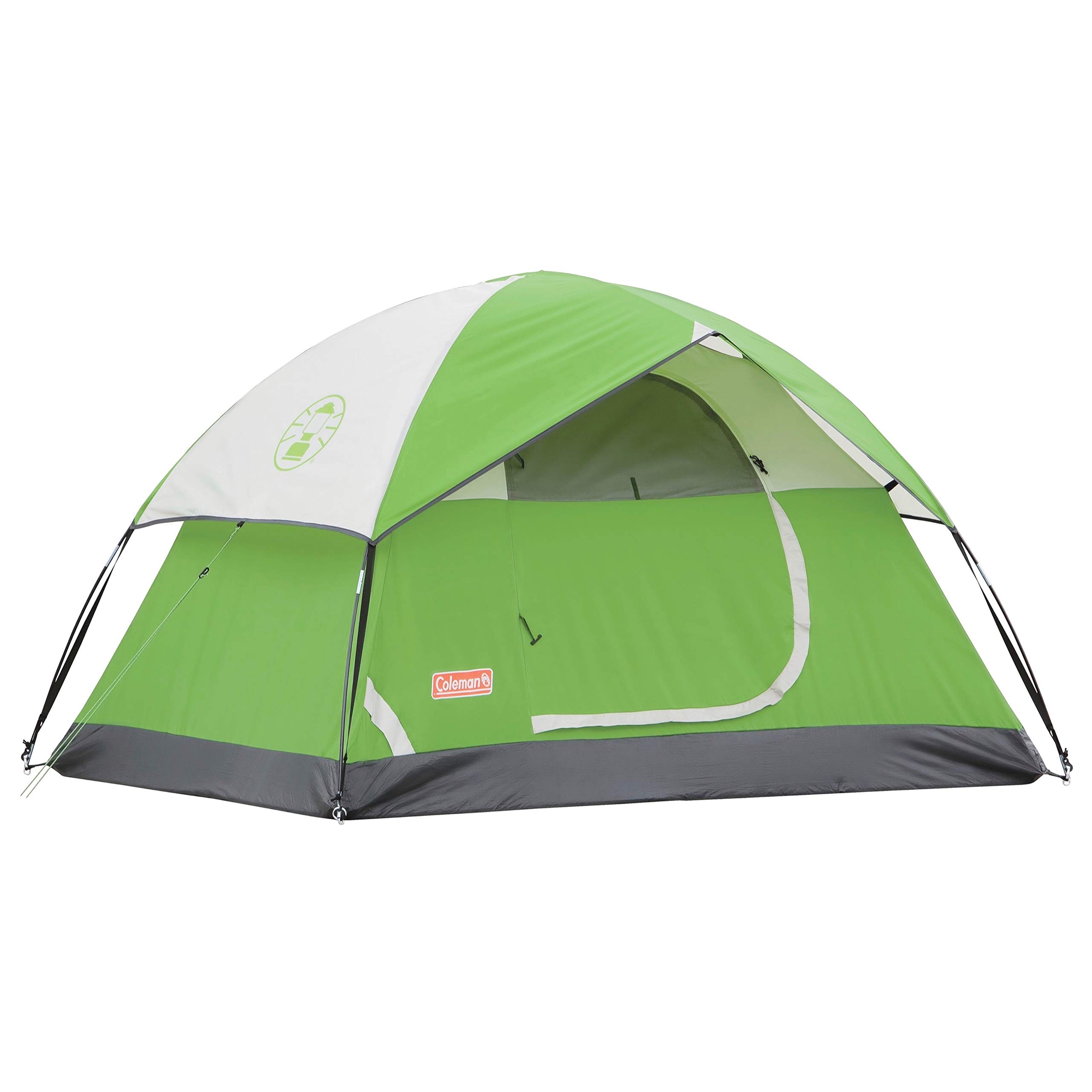 Coleman Sundome Camping Tent, 2/3/4/6 Person Dome Tent with Easy Setup, Included Rainfly and WeatherTec Floor to Block Out Water, 2 Windows and 1 Ground Vent for Air Flow with Charging E-Port Flap 4 Person Palm Green
