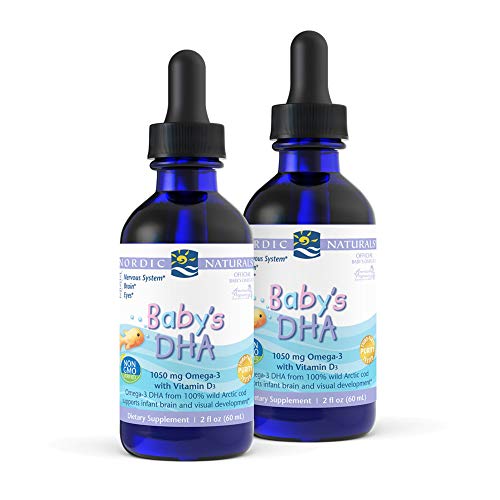 Nordic Naturals Baby’s DHA, Unflavored - 1050 mg Omega-3 + 300 IU Vitamin D3 - 2 oz - 2 Pack - Supports Brain, Vision & Nervous System Development in Babies - Non-GMO - 24 Servings