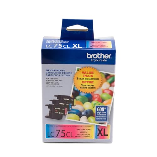 Brother Genuine High Yield Color Ink Cartridge, LC753PKS, Replacement 3 Pack Color Ink, Includes 1 Cartridge Each of Cyan, Magenta & Yellow, Page Yield Up To 600 Pages/Cartridge, LC753PKS
